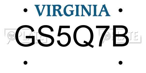 GS5Q7B Virginia License Plate
