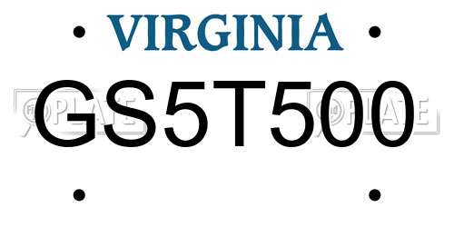 GS5T500 Virginia License Plate