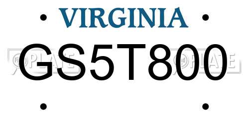 GS5T800 Virginia License Plate