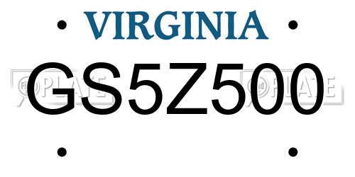 GS5Z500 Virginia License Plate