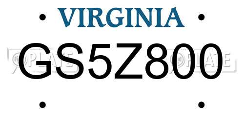 GS5Z800 Virginia License Plate