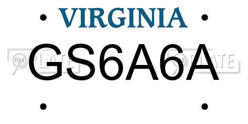 GS6A6A Virginia License Plate