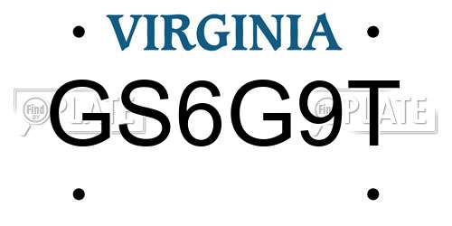 GS6G9T Virginia License Plate