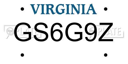 GS6G9Z Virginia License Plate