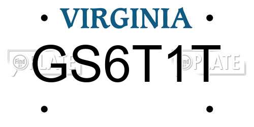 GS6T1T Virginia License Plate