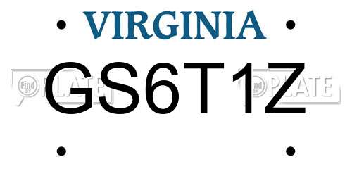 GS6T1Z Virginia License Plate