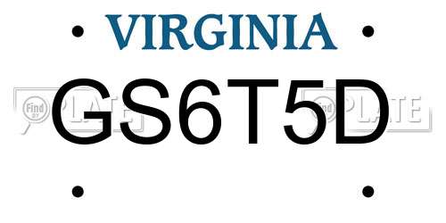 GS6T5D Virginia License Plate