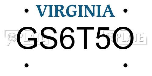 GS6T5O Virginia License Plate