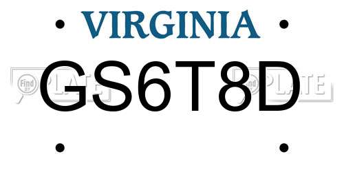 GS6T8D Virginia License Plate