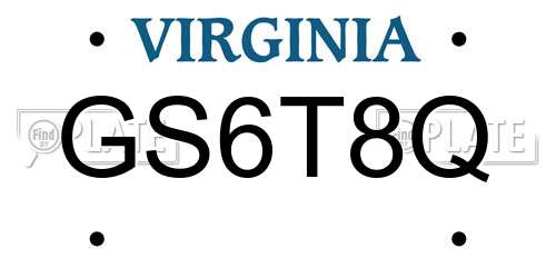 GS6T8Q Virginia License Plate