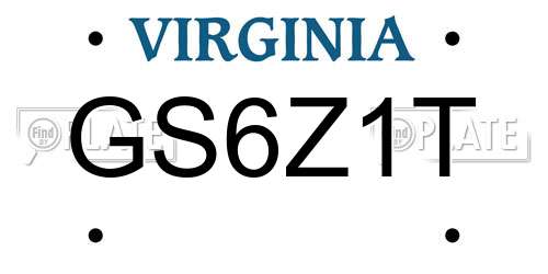 GS6Z1T Virginia License Plate