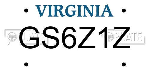 GS6Z1Z Virginia License Plate