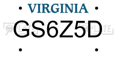 GS6Z5D Virginia License Plate