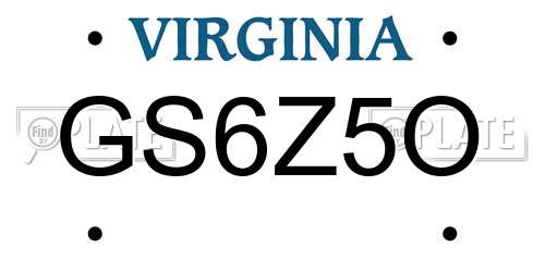 GS6Z5O Virginia License Plate