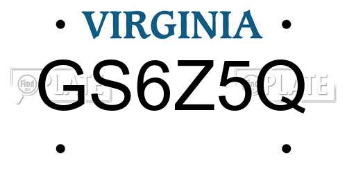 GS6Z5Q Virginia License Plate