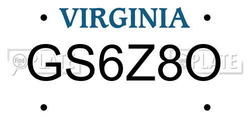 GS6Z8O Virginia License Plate