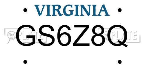 GS6Z8Q Virginia License Plate
