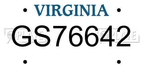 GS76642 Virginia License Plate