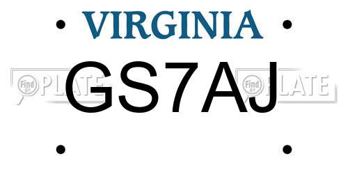 GS7AJ Virginia License Plate