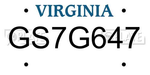 GS7G647 Virginia License Plate