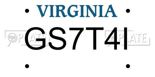 GS7T4I Virginia License Plate