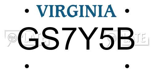 GS7Y5B Virginia License Plate