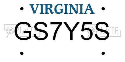 GS7Y5S Virginia License Plate
