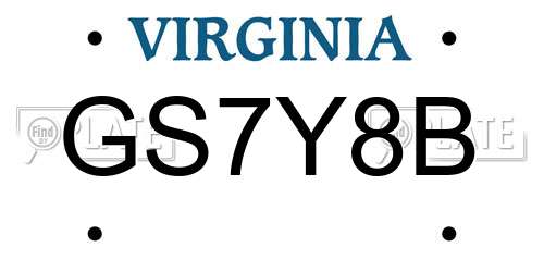 GS7Y8B Virginia License Plate