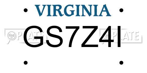 GS7Z4I Virginia License Plate
