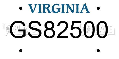 GS82500 Virginia License Plate
