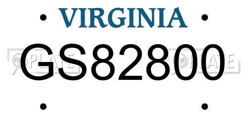 GS82800 Virginia License Plate