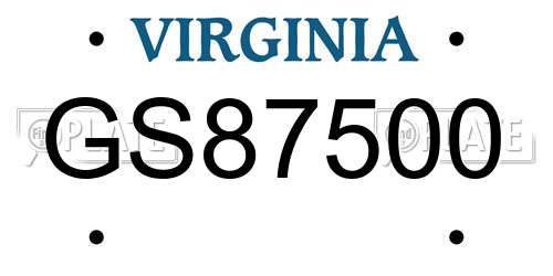GS87500 Virginia License Plate