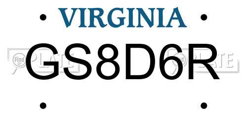 GS8D6R Virginia License Plate