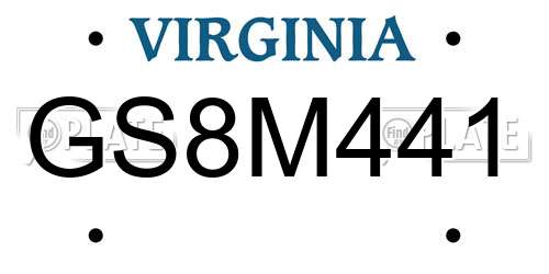 GS8M441 Virginia License Plate