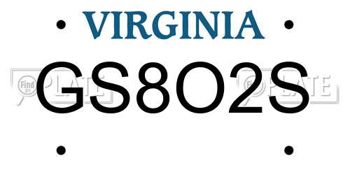 GS8O2S Virginia License Plate