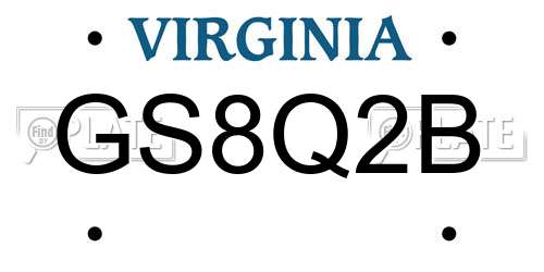 GS8Q2B Virginia License Plate