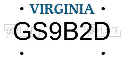 GS9B2D Virginia License Plate