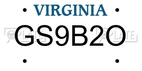 GS9B2O Virginia License Plate