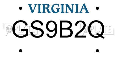 GS9B2Q Virginia License Plate