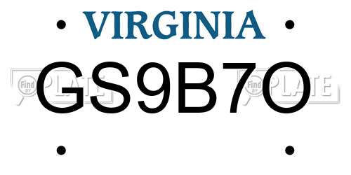 GS9B7O Virginia License Plate