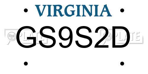 GS9S2D Virginia License Plate