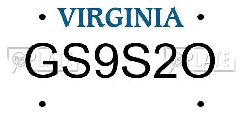 GS9S2O Virginia License Plate