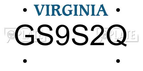 GS9S2Q Virginia License Plate