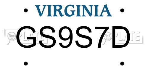GS9S7D Virginia License Plate