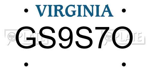 GS9S7O Virginia License Plate