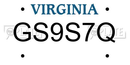 GS9S7Q Virginia License Plate