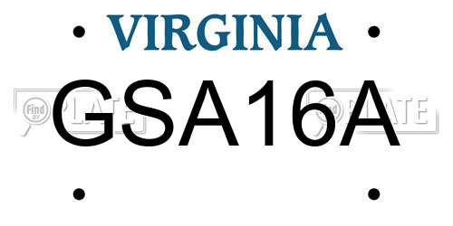 GSA16A Virginia License Plate