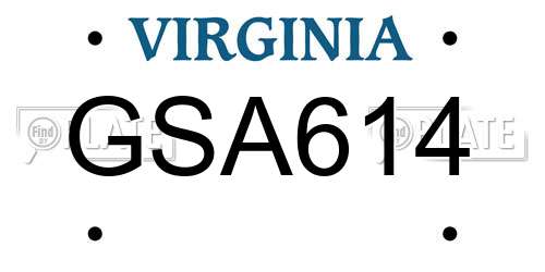 GSA614 Virginia License Plate