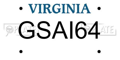 GSAI64 Virginia License Plate