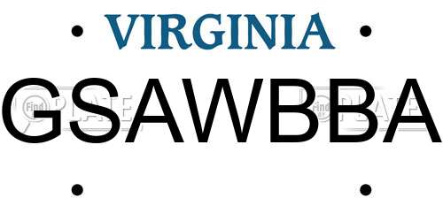 GSAWBBA Virginia License Plate